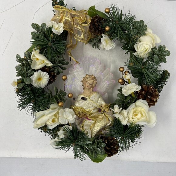 Avon Fiber Optic Angel Christmas Wreath Color Changing Holiday Decoration 2005 - Picture 1 of 8